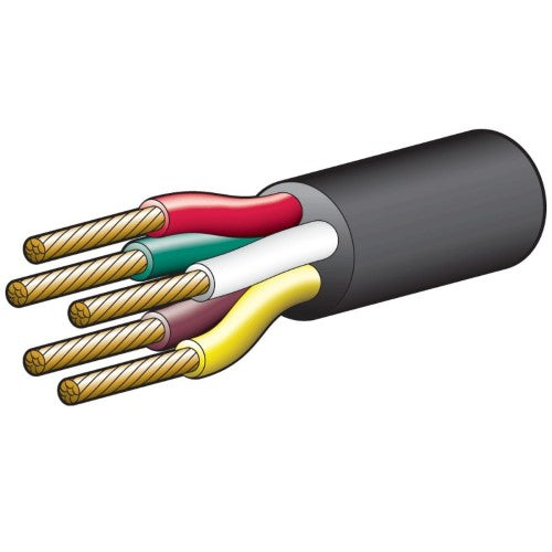 5a 2.5mm 5 Core Trailer Cable - Red; Green; Yellow; White; Brown (10m)