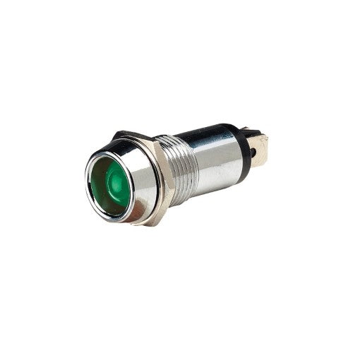12 Volt Chrome Pilot Lamp With Green Led