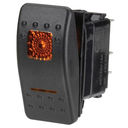 12 Volt Illuminated Off / On Sealed Rocker Switch (Amber)