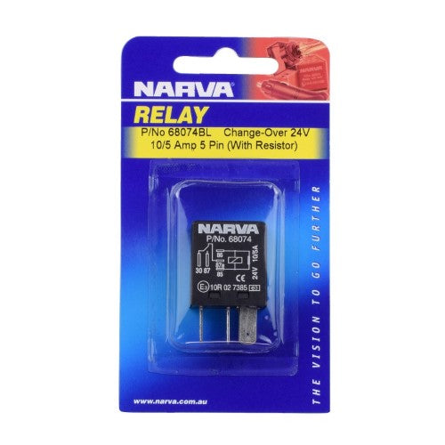 24v 10a / 5a Change-Over 5 Pin Relay With Resistor (Blister Pack Of 1)