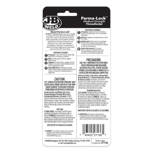 Perma-Lock 36ml Red Threadlocker - JB Weld
