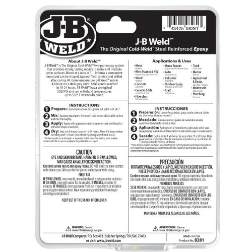 Cold Weld Steel Epoxy Twin 141.8Gr Tubes -JB WELD