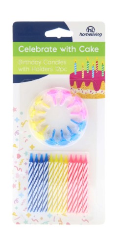 Birthday Candles with Holder 12pk - Homeliving