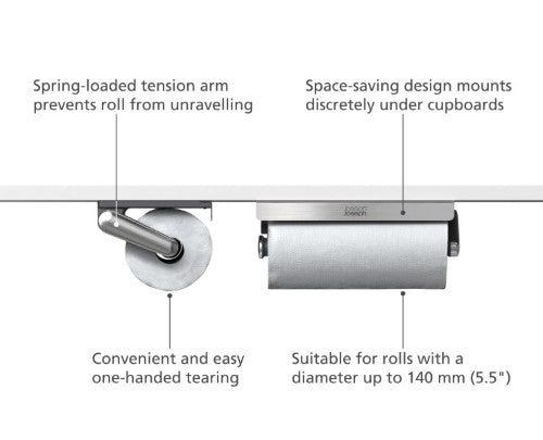 RollGrip Under-shelf easy-tear kitchen roll holder - Joseph Joseph