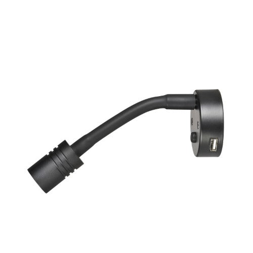 12V INTERIOR LAMP W TOUCH SWITCH AND 2A USB SOCKET BLACK