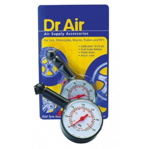 Dr Air Dial Tyre Gauge Plastic 50PSI