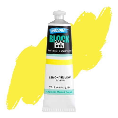Derivan 75ml Block Inks LEMON YELLOW