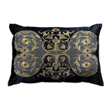 Cushion Cover - Hand Embroidered  - Black with Antique Gold Design
