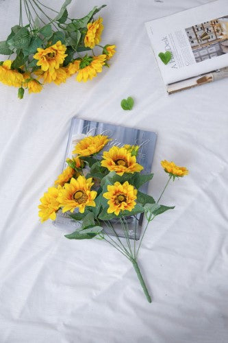 Decorative - Yellow Sunflower Stems 9 Heads
