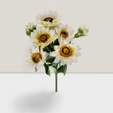 Decorative - White Sunflower Stems 9 Heads
