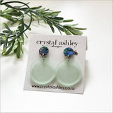 Earrings Set - Round Acrylic + Paua