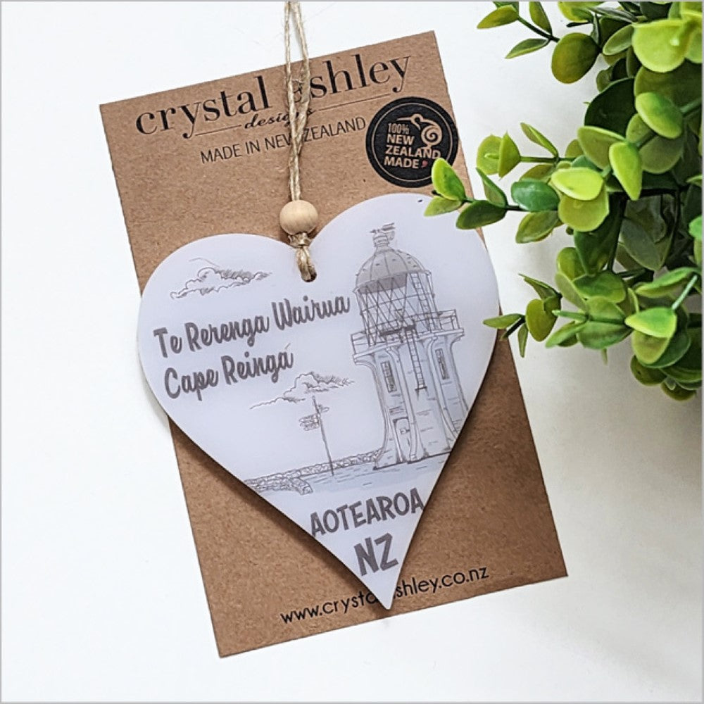 Hanging Ornament - Printed Heart 21 (Cape Reinga 1)