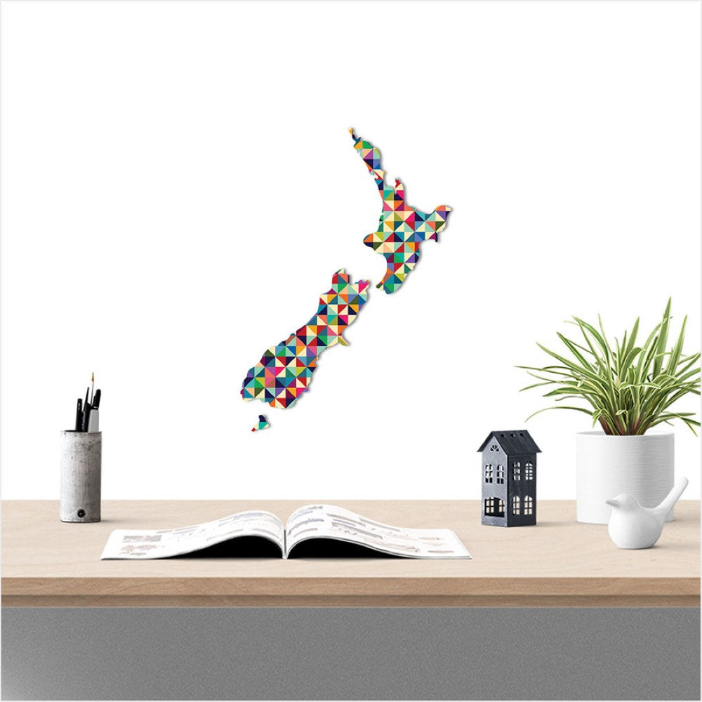 Wall Art - Small NZ Geometric Pattern NZ Map (39W x 55cmH)