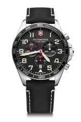 Watch - VICTORINOX FieldForce Chrono 42mm Black Leather Strap Black Dial