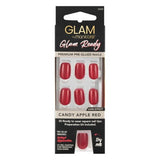 Press on Nail Kit - Glam by Manicare Ready Pre Glued LUXE Candy Apple Red (6 Packs)