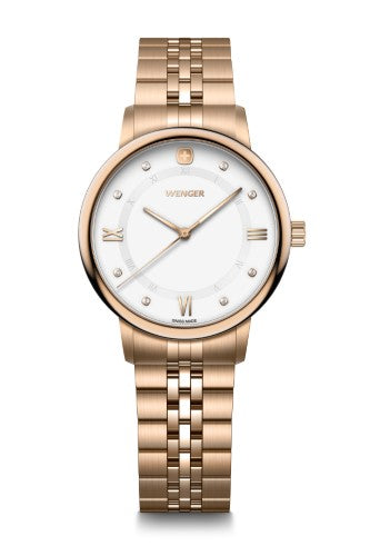 Watch - WENGER URBAN DONNISSIMA 35mm White Dial & SS Bracelet