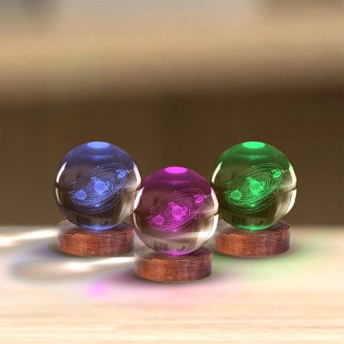 3D Crystal Ball Lamp - Solar System (8 x 8 x 9.5cm)