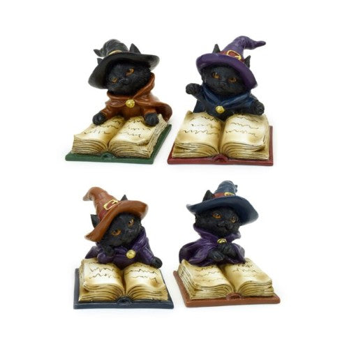 Ornament - Witches Black Cat Reading from Magical Spell Book (Set of 4 Assorted)
