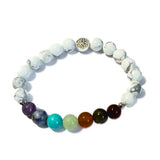 Chakra Bracelet - White Howlite & Tree of Life Bead