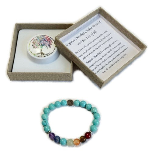 Chakra Bracelet - Turquoise Howlite & Tree of Life Bead