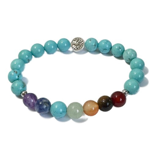 Chakra Bracelet - Turquoise Howlite & Tree of Life Bead