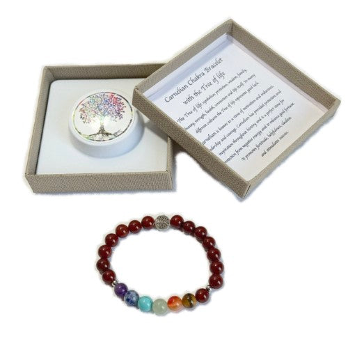 Chakra Bracelet - Carnelian & Tree of Life Bead
