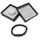 Men's Bracelet - Matte Onyx Matte Tiger Eye & Greek Letter Bead