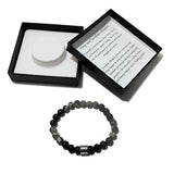 Men's Bracelet - Matte Onyx Matte Snowflake Obsidian & 4 Ring Bead