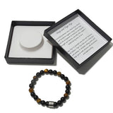 Men's Bracelet - Matte Onyx+Tiger Eye & 4 Ring Bead