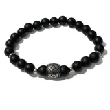 Men's Bracelet - Matte Onyx & Linked Squares Bead