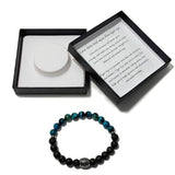 Men's Bracelet - Lavastone & Aqua Blue Tiger Eye