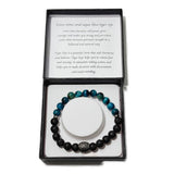 Men's Bracelet - Lavastone & Aqua Blue Tiger Eye