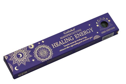 Incense - Goloka  Healing Energy Lavender with Green Aventurine  (12 Packs)