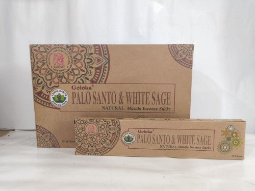 Incense - Goloka Natural Masala Palo Santo & White Sage (12 Packs)