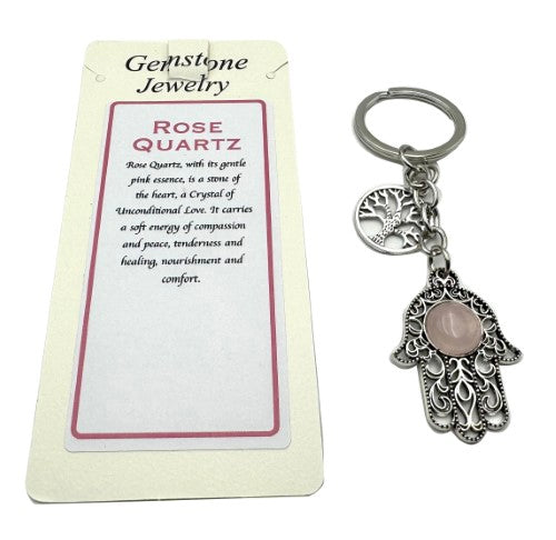Keyring - Hamsa  Rose Quartz (Set of 6)