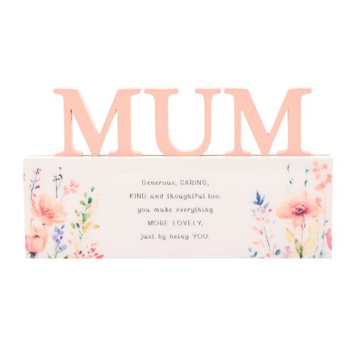 Standing Plaque - The Cottage Garden Floral Word Mum (10.5cm)