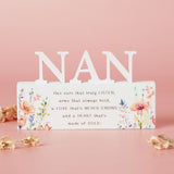 Standing Plaque - The Cottage Garden Floral Word Nan (10.5cm)