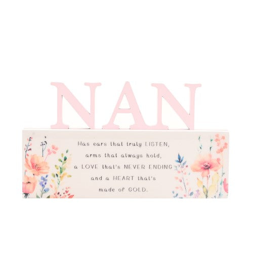 Standing Plaque - The Cottage Garden Floral Word Nan (10.5cm)