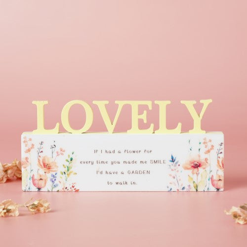 Standing Plaque - The Cottage Garden Floral Word Lovely (17.5cm)