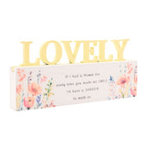 Standing Plaque - The Cottage Garden Floral Word Lovely (17.5cm)