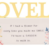 Standing Plaque - The Cottage Garden Floral Word Lovely (17.5cm)