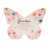 Standing Plaque - The Cottage Garden Floral Mantel Butterfly Grandma (14cm)