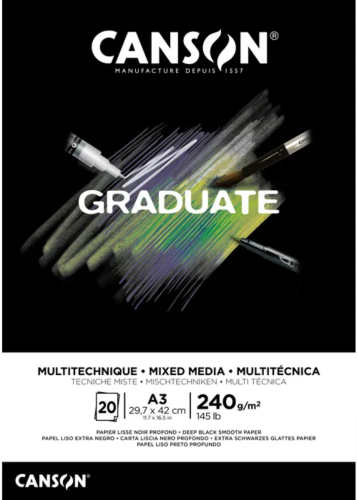 Canson Graduate Mixed Media Black 240gsm 20 Sheet Pads C31250P018