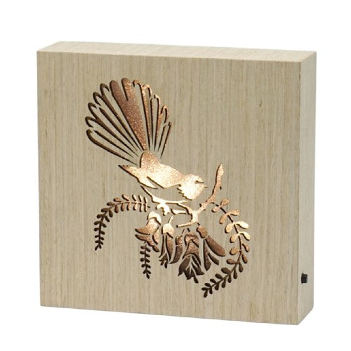 Fantail on Kowhai Flowers LED Block