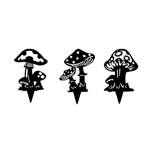 Set of 3 Mushroom Stakes
