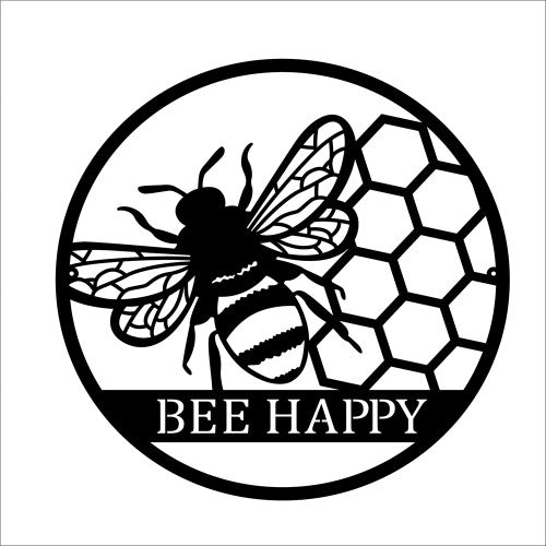 Bee Happy Metal Wall Art