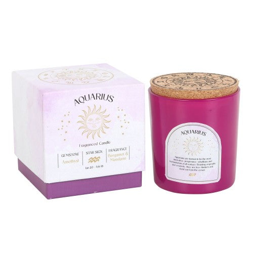Aquarius Bergamot & Mandarin Gemstone Glass Candle