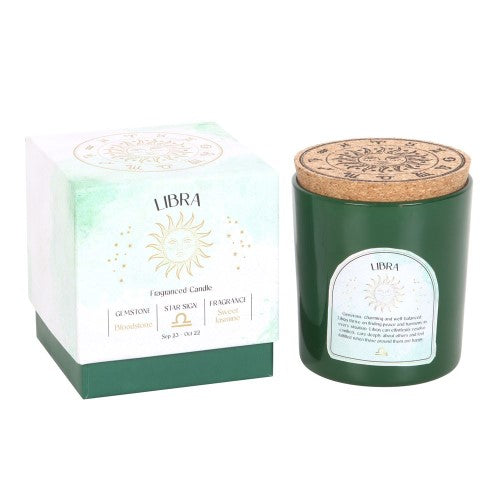 Libra Sweet Jasmine Gemstone Glass Candle