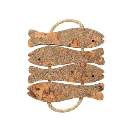 T&G Ocean Medium 4 Fish Pot Stand, eco-friendly cork with a fish design, perfect for plants and decor while supporting ocean conservation.