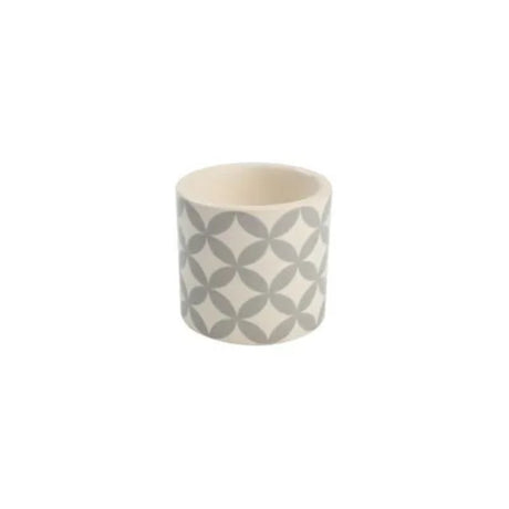 Set of 6 T&G City Circle ceramic egg cups featuring charming designs, perfect for stylish breakfast presentations.